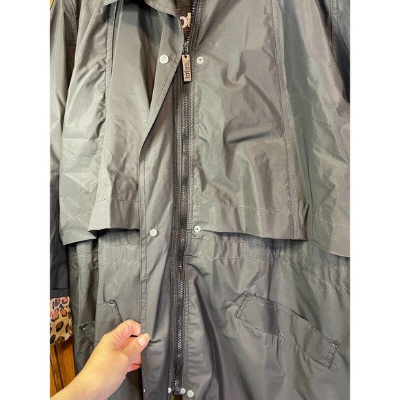 Totes Size L Black Floral Zebra Rain Coat Jacket Pockets - Picture 3 of 11